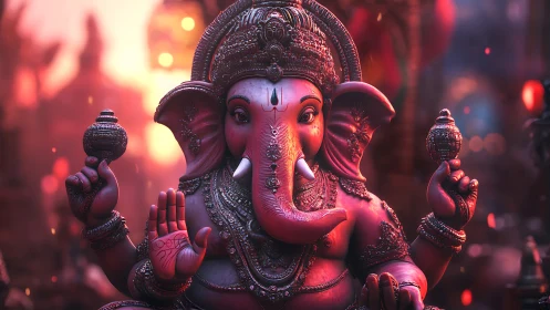 Highly detailed Ganesh idol with volumetric lighting and rich bokeh