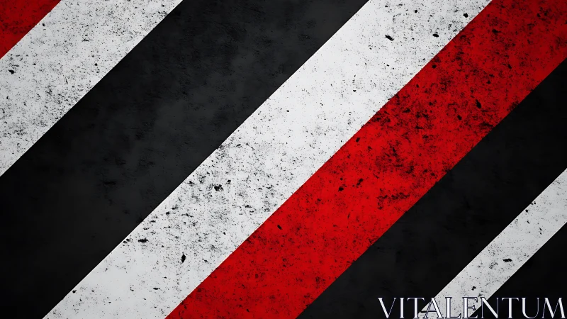 Diagonal red and white stripes scrape boldly through black