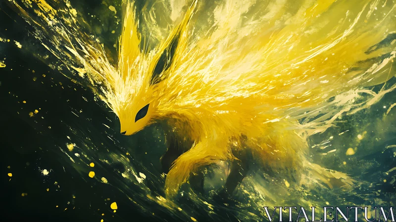 Electrostatic vulpine burst in high-velocity pigment flow.