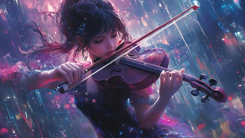 Dreamlit violinist lets color and music swirl together