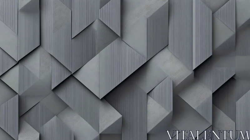 Geometric gray 3D wall surface shows layered angular panels