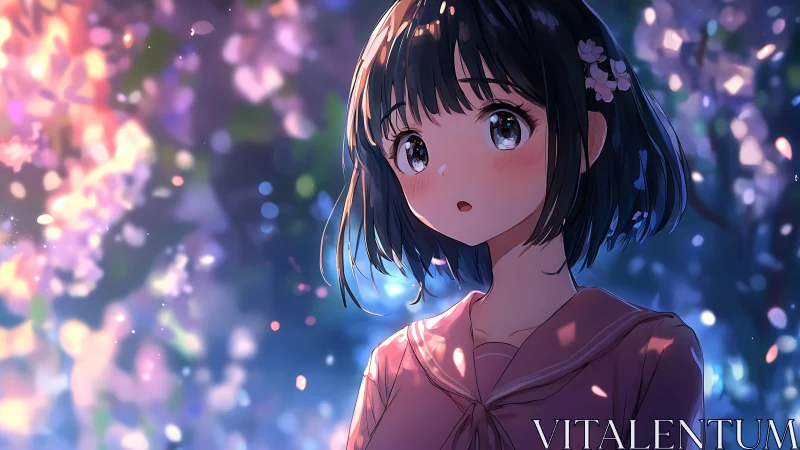 Soft twilight blossoms around a quietly wondering girl.