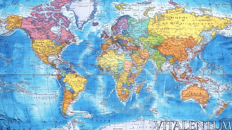 Color-coded political world map with blue ocean gradients.