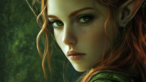 Forestborn gaze writes quiet spells in luminous green eyes