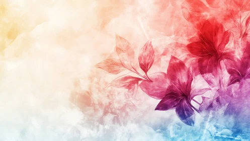 Watercolor Floral Garden Gradient with Translucent Blooms.