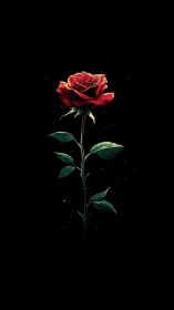 Luminous Crimson Rose Against Darkness.