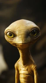 Golden extraterrestrial portrait with detailed skin texture.