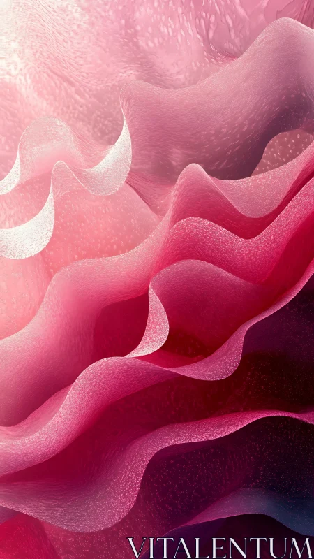 Iridescent crimson waves in layered abstract digital bloom.