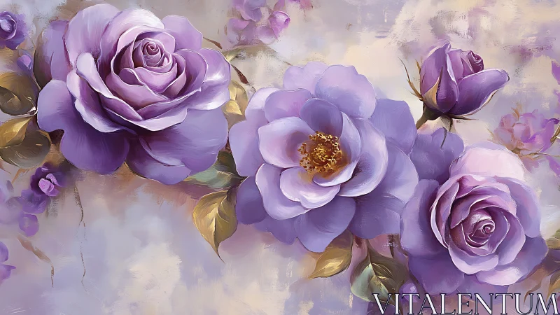 Purple Roses and Peonies in Soft Lavender Composition