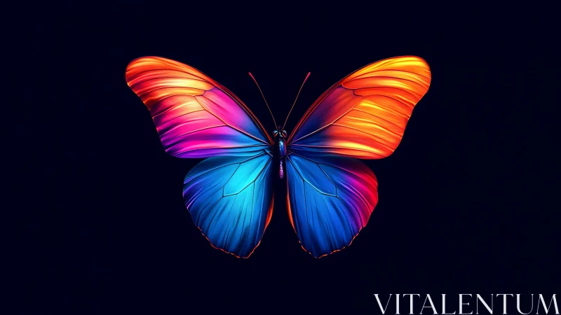 Vibrant gradient butterfly on dark minimal background.