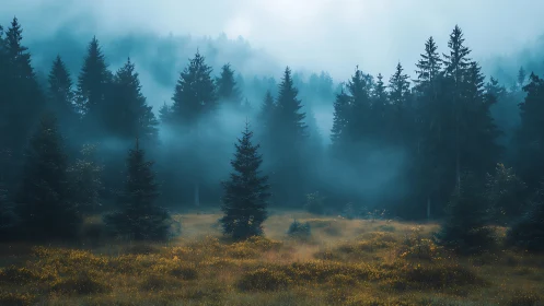 Mist-Wrapped Cathedral Where Ancient Conifers Stand Sentinel
