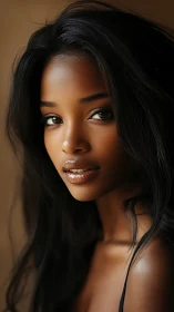 Warm portrait highlights serene beauty and soft light.