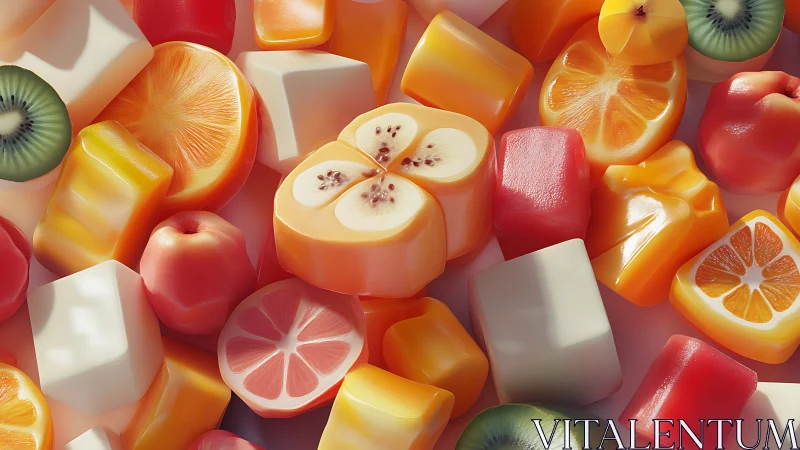 Colorful fruit candy mix bursting with juicy sweetness.