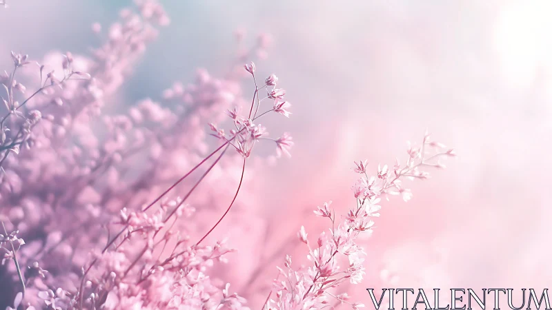 Whispering pink sprigs drift like soft music through light