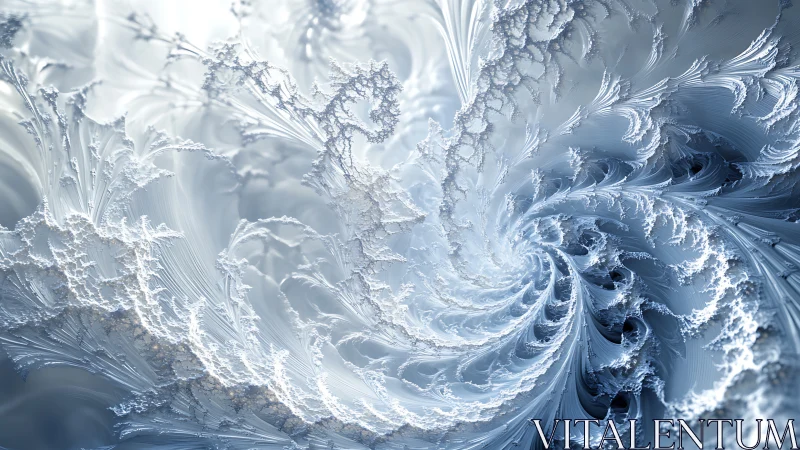 Icy fractal vortex with crystalline spirals in motion.