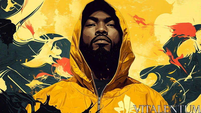 Hooded guardian rises from swirling yellow stormlight