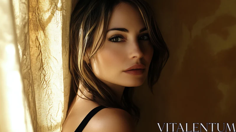 Side-lit portrait with warm tonal range and shallow depth of field