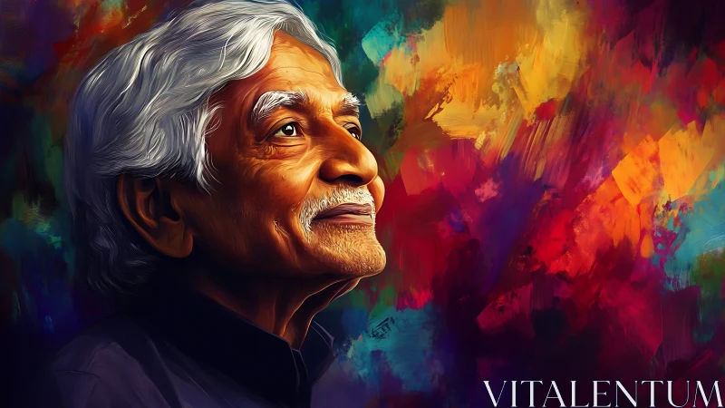 Gentle gaze toward tomorrow in a swirl of living color.