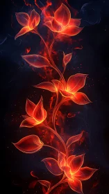 Flaming lotus vine rising through deep cosmic shadow.