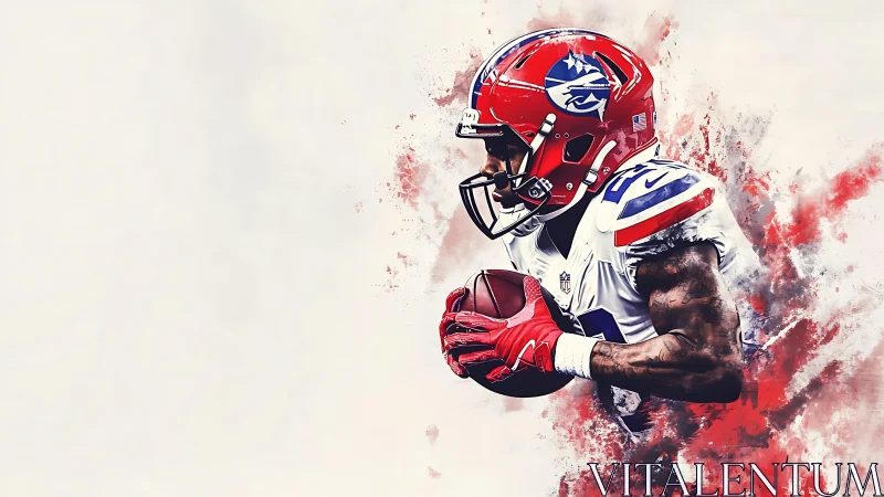 Dynamic football runner rendered with splatter brush composites