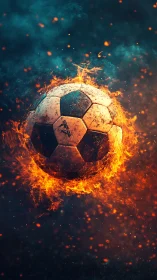 Digital inferno soccer ball with dynamic radial flame halo.
