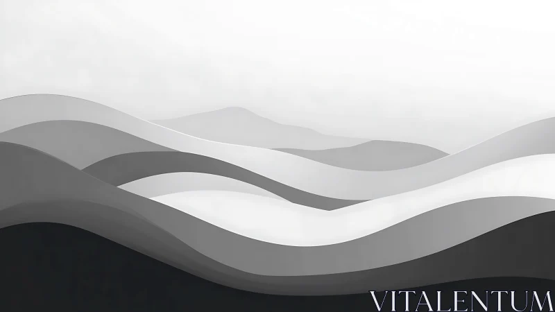 Grayscale stratified waveforms forming abstract parametric terrain.