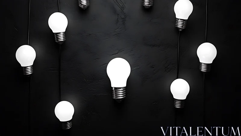 Soft glowing light bulbs gently brighten a dark backdrop