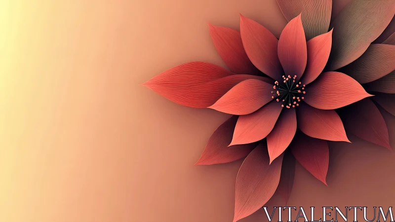 Muted coral flower abstraction with radial petal symmetry.