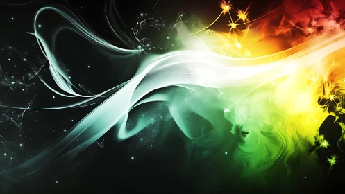 Color storms dance like luminous ribbons across digital night