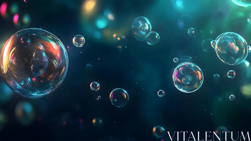 Floating Soap Bubbles in Dreamy Abstract Digital Art Style.
