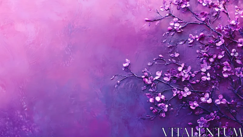 Magenta Reverie: Cherry Blossoms Dance in Luminous Purple Dreams.
