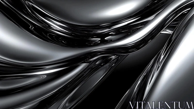 Abstract flowing metallic waves in high-gloss futuristic style.