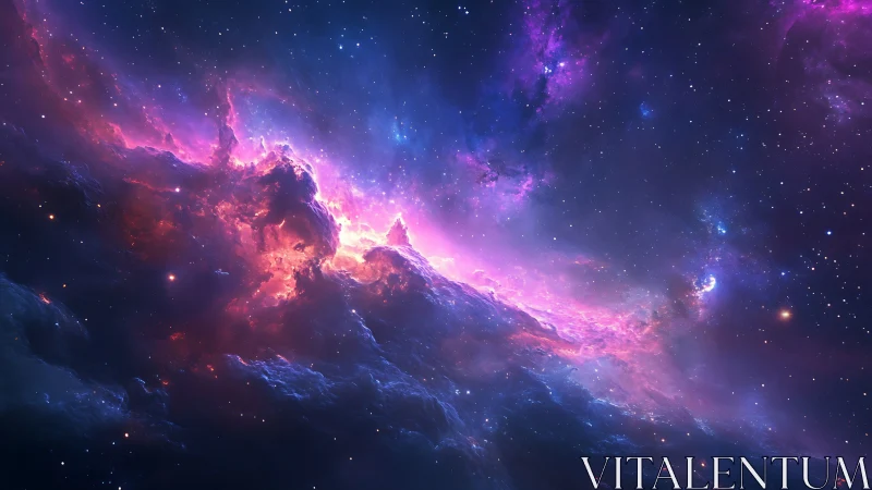 Nebula storm ignites vibrant magenta and cyan starfield.