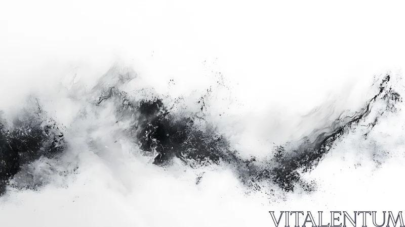 Soft monochrome ink swirls drift gently across white space