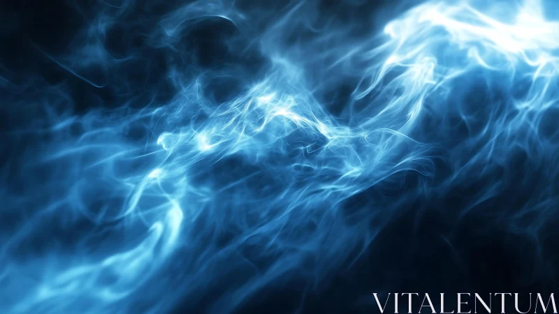 Ethereal Blue Smoke Abstract Art with Flowing Light Effects.