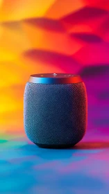 Smart Speaker Against Gradient Neon Background.