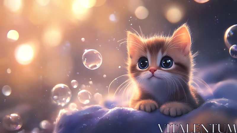 Rendered Feline Figure in Particulate Environment.