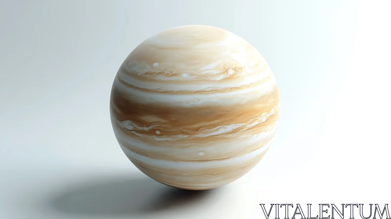 High-key 3D render of Jupiter-like gas giant sphere model.