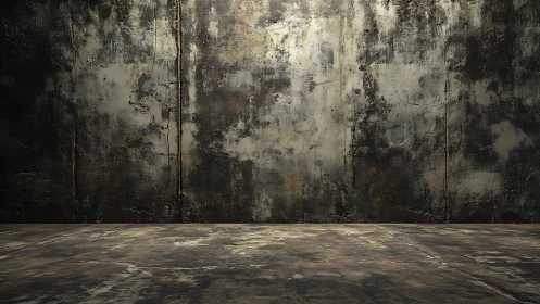 Worn concrete wall and floor in empty industrial interior.