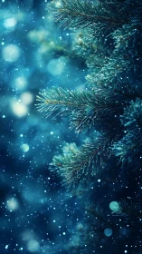 Pine needles whisper quietly through swirling winter starlight