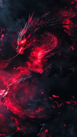 Emberstorm serpent coils through shadow and molten night.