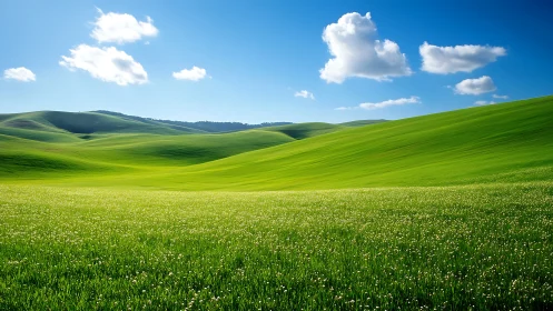 Parametric analysis of rolling grassland under cumulus sky.