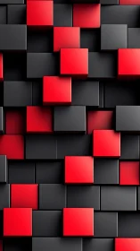 Isometric red and black extruded cube grid with soft lighting