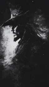 Moonlit corsair dissolves into smoke and midnight memory