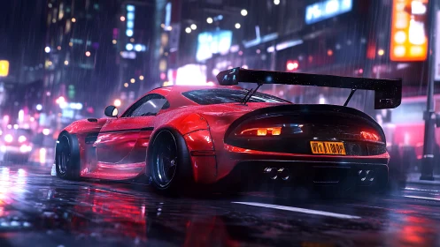 Neon rain sprint: red street racer hunting midnight roads.