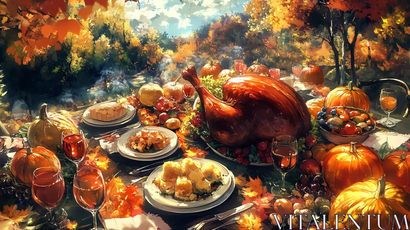 Golden autumn harvest feast glows under warm afternoon light.