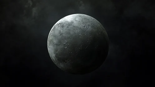 Selenographic study of cratered moon under oblique illumination.