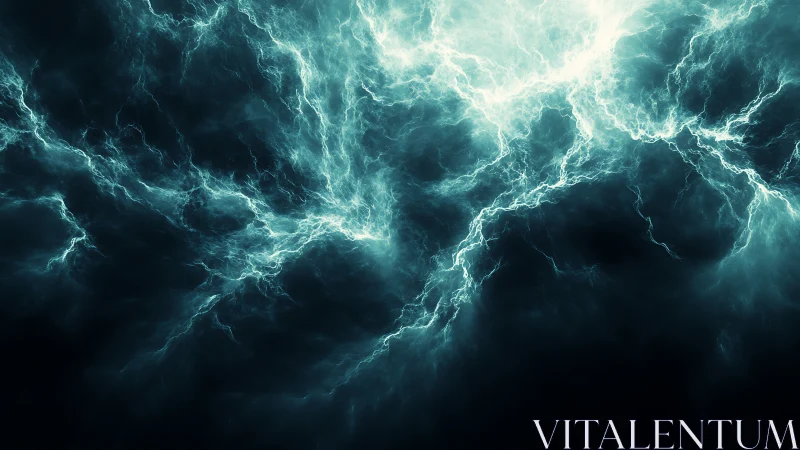 Electric storm energy swirls across a luminous dark void.