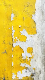 Sun-battered yellow wall shedding stories in peeling white.
