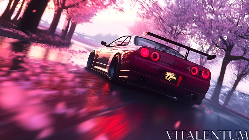 Midnight cherry drift beneath glowing sakura skies.